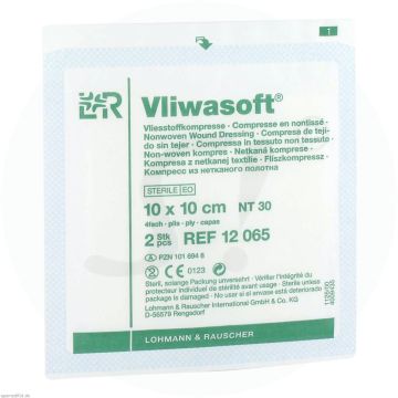Vliwasoft Vliesstoffkompresse 4-fach steril 2 Stk. 10 x 10 cm