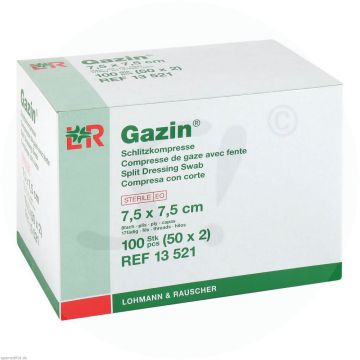 Schlitzkompressen Gazin steril 100 Stk. 5 x 2 7,5 x 7 cm
