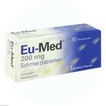 Eu-Med Schmerztabletten 200 mg 30 Stk. Frontansicht