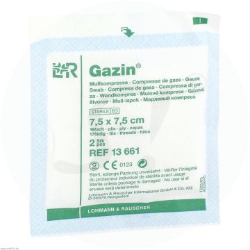 Gazin Mullkompresse steril 2 Stk. 16-fach 7,5 x 7,5 cm