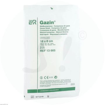 Gazin Mullkompresse steril 2 Stk. 16-fach 18 x 8 cm