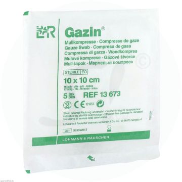 Gazin Mullkompresse steril 5 Stk. 16-fach 10 x 10 cm