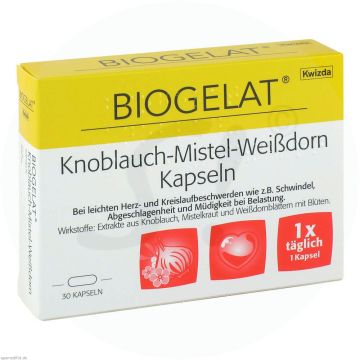 BIOGELAT Knoblauch-Mistel-Weißdorn Kapseln 30 Stk.