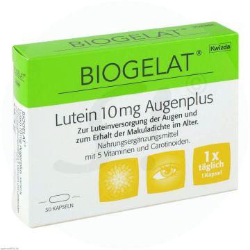 Biogelat Lutein 10 mg Augenplus Kapseln