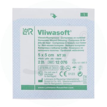 Vliwasoft Vliesstoffkompresse 4-fach steril 2 Stk. 5 x 5 cm
