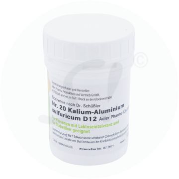 Schüßler Nr. 20 Kalium Aluminium Sulfuricum Adler 100 g D 12 Kautabletten