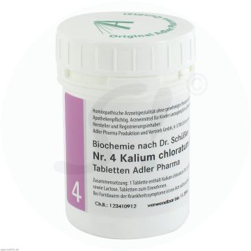 Schüßler Tabletten Nr. 4 Kalium Chloratum D 6 Adler Pharma 100 g