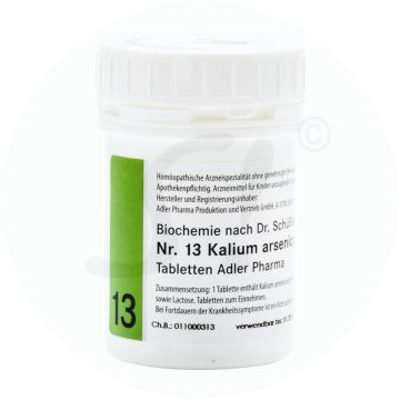 Schüßler Nr. 13 Kalium Arsenum Adler Pharma 250 g D 12