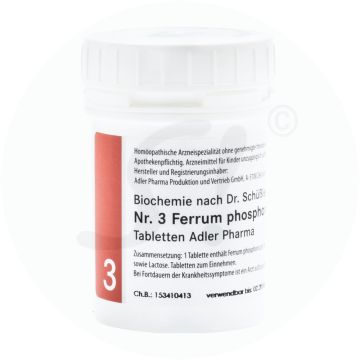 Schüßler Nr. 3 Ferrum Phosphoricum Adler Pharma 500 g D 12
