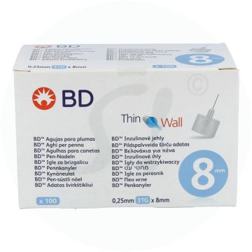 BD Insulininjektion +pen Nadel 100 Stk. 8 mm 100 Stk.
