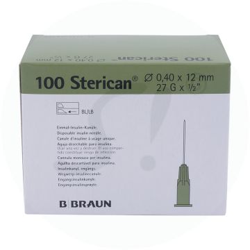 Insulininjektion Einmalkanüle Sterik. 100 Stk. 0,4 x 12
