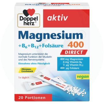 Doppelherz Aktiv Magnesium 400 Direct B6 + B12 + Folsäure 20 Pkg.