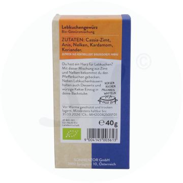 Sonnentor Lebkuchengewürz gemahlen 40 g  BIO