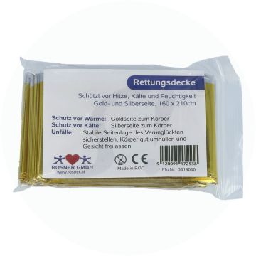 Erste Hilfe Rettungsdecke Rosner Alu Gold/Silber 1 Stk.