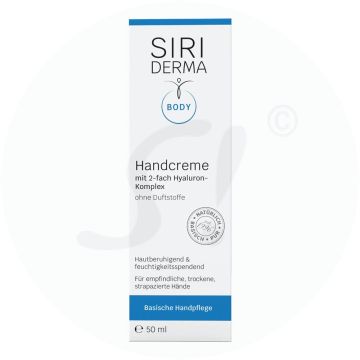 Siriderma Basische Handcreme mit 2-fach Hyaluron-Komplex ohne Duftstoffe 50 ml