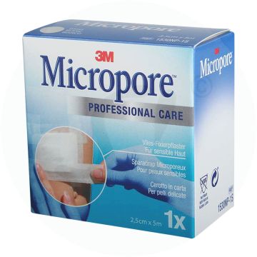 3M Micropore Silicone Heftpflaster 5 m x 2,5 cm