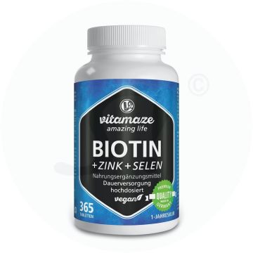 Biotin 10 mg + Zink +Selen Tabletten 365 Stk.