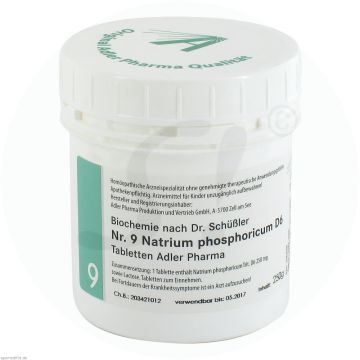 Schüßler Tabletten Nr. 9 Natrium Phosphoricum D 6 Adler Pharma 250 g