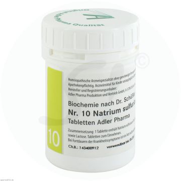 Schüßler Tabletten Nr. 10 Natrium Sulfuricum D 6 Adler Pharma 100 g