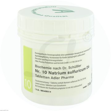 Schüßler Tabletten Nr. 10 Natrium Sulfuricum D 6 Adler Pharma 250 g