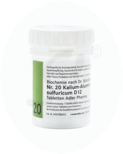 Schüßler Nr. 20 Aluminium Kalium Sulfuricum Adler Pharma 100 g D 12