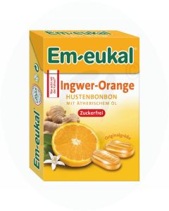 Em-Eukal Bonbons Ingwer-Orange zuckerfrei Box 50 g 
